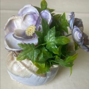 Sophisticated Shell Florals in Purple and Green Accents